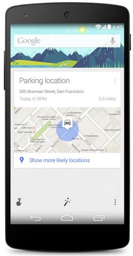 Google Now dengan fitur Parking Location