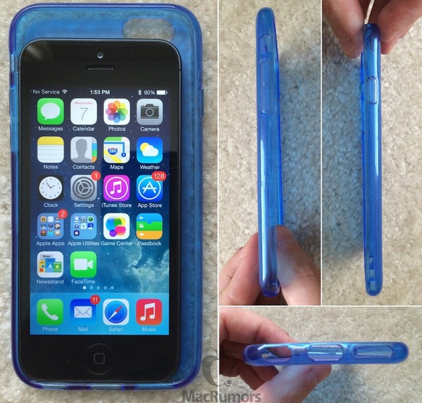 iPhone 5 di casing iPhone 6 (kiri) dan casing tampak samping (kanan)