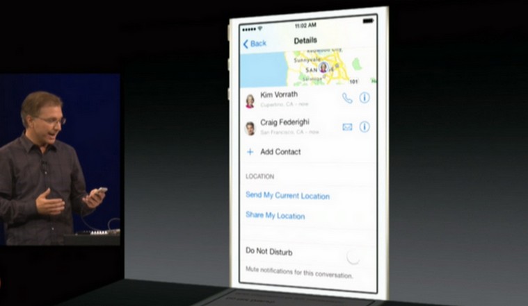 Messages di iOS 8 dengan layanan berbagi lokasi
