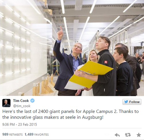 Tim Cook tweet data center