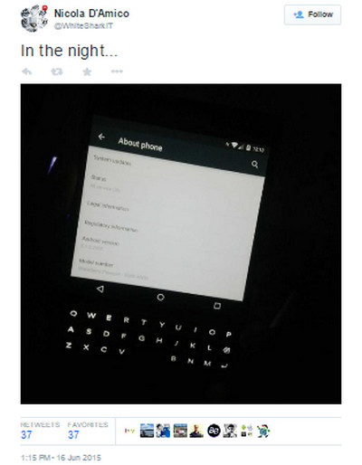 Tweet BlackBerry Passport dengan Android