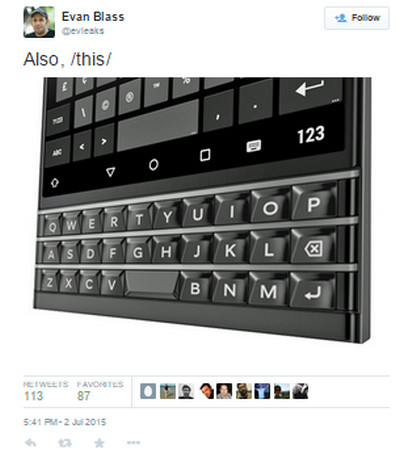 BlackBerry Android tweet evleaks
