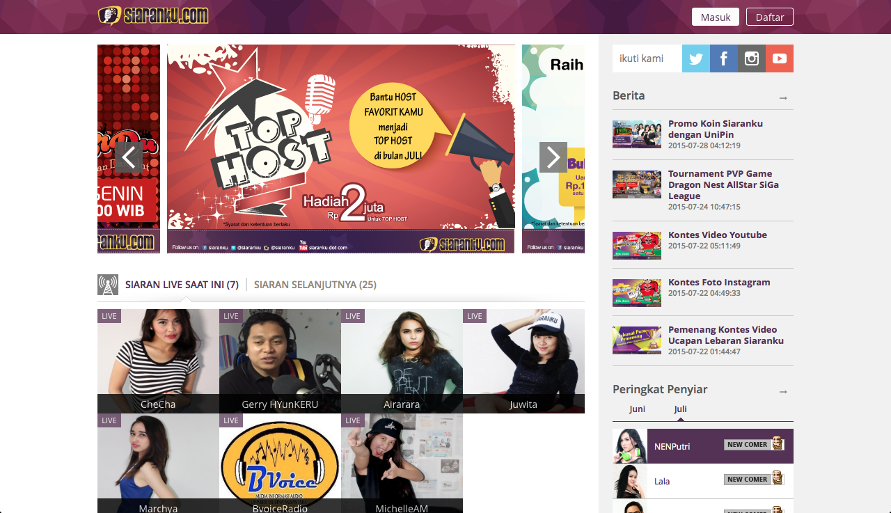 Homepage siaranku.com