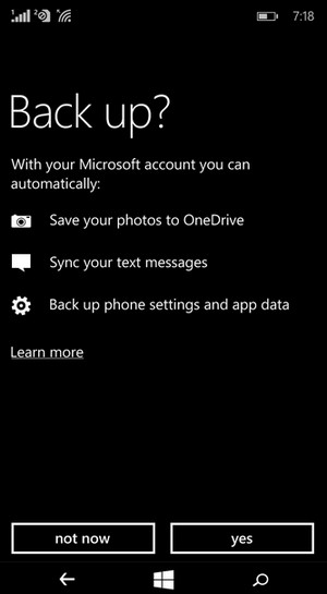 Tips find my phone, menu 'backup'
