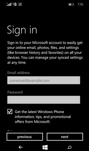 Tips find my phone, menu 'sig in'