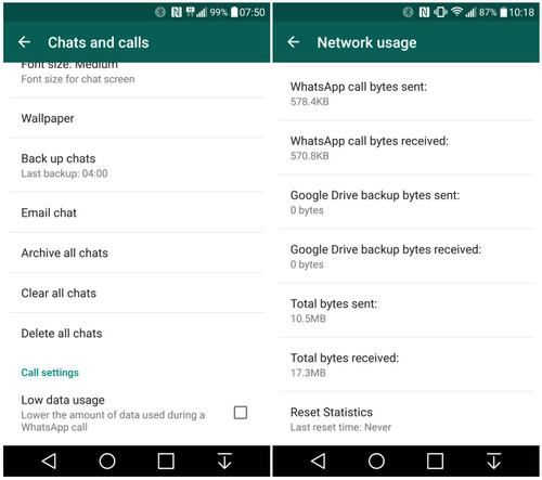 WhatsApp update Low data usage