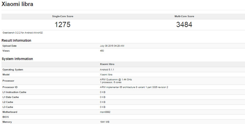 Xiaomi Libra GeekBench