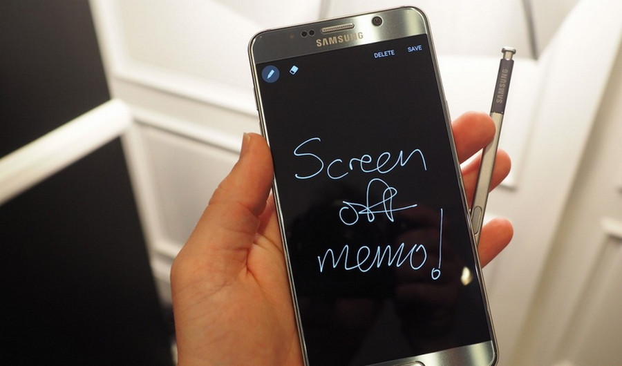 Samsung Galaxy Note 5 screen of memo