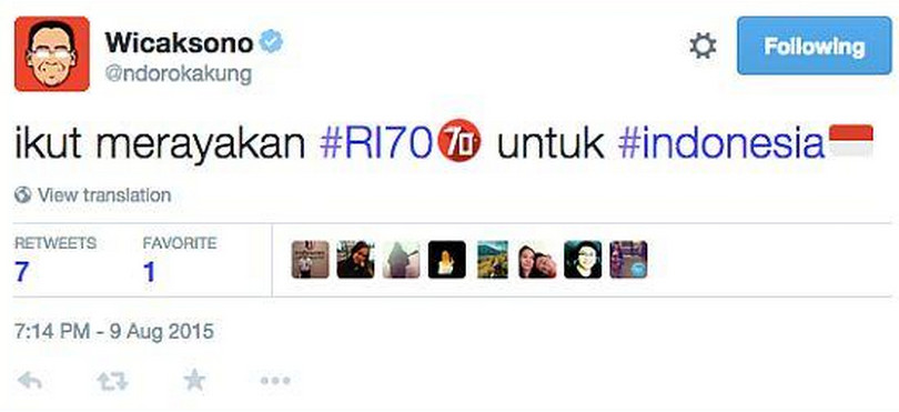 Twitter HUT RI ndorokakung