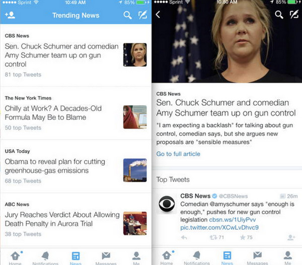 Twitter News Tab