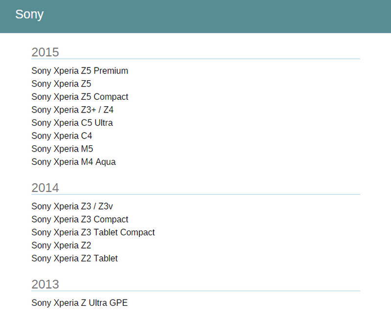 Daftar perangkat dapat Marshmallow 2 Sony