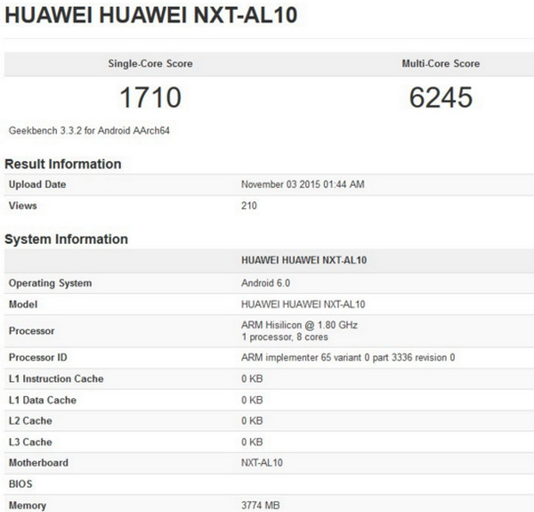 Huawei Kirin 950 benchmar