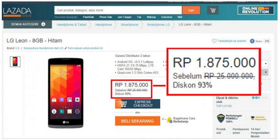 Diskon palsu Lazada