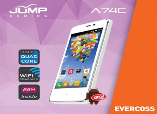 Evercoss A74C Jump, Ponsel Android Rp 500 Ribuan
