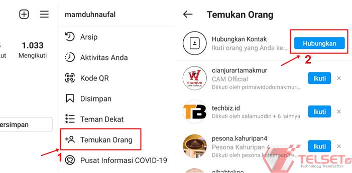 Cara menambah teman di Instagram pakai kontak