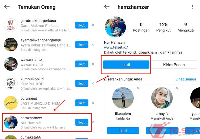 cari akun teman di Instagram via kontak