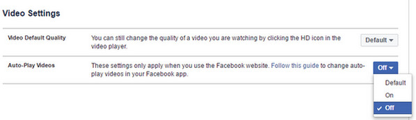 Tips mematikan Autoplay video FB web settings 3