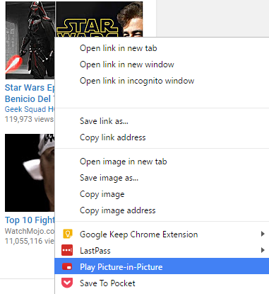 Picture-in-Picture di YouTube PC