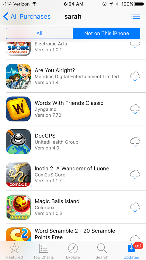 history aplikasi di iOS