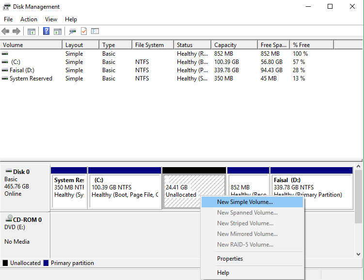 Cara Membagi Partisi Baru di Windows 10