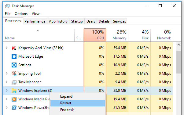 Start Menu Windows error