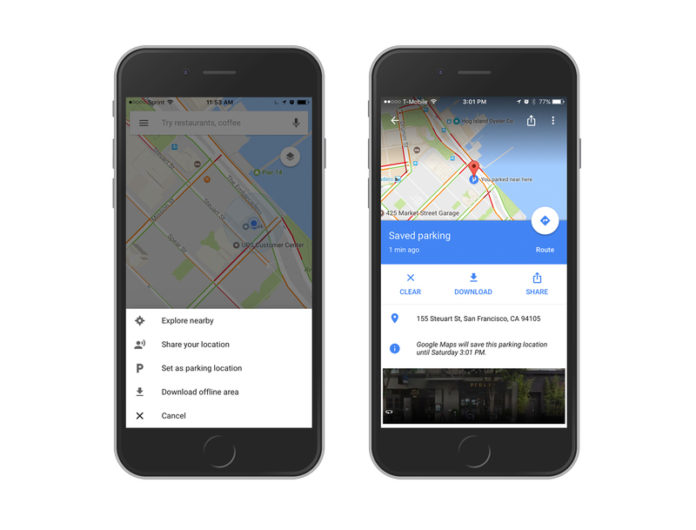 google maps parking