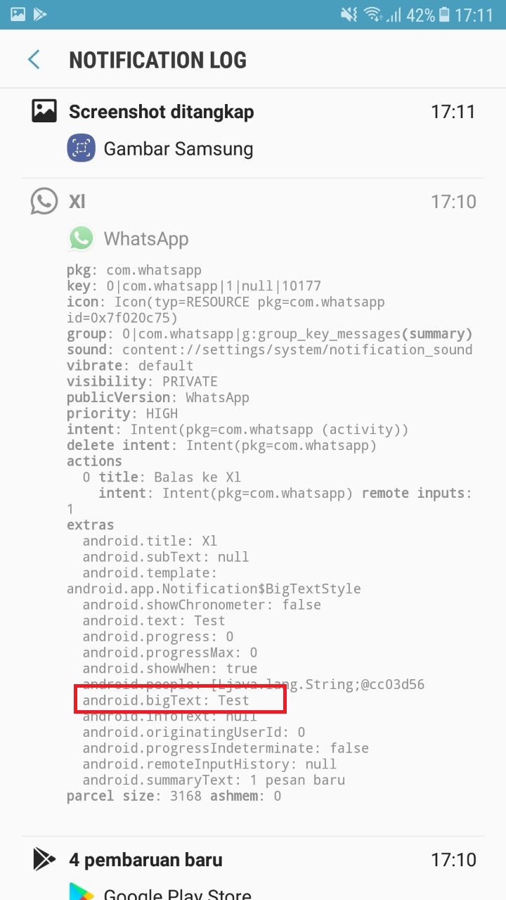 Notification History whatsapp