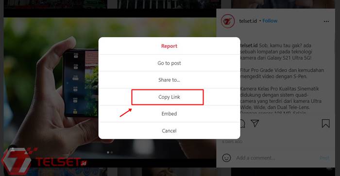 simpan postingan Instagram