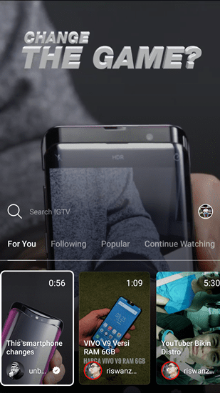 cara upload video IGTV