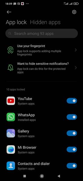 Aktifkan App Lock HP Xiaomi
