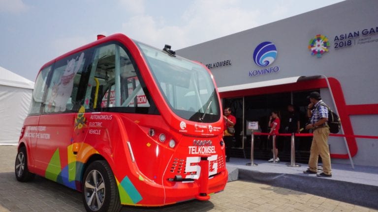 Telkomsel Pamer Bis Tanpa Supir di Asian Games 2018