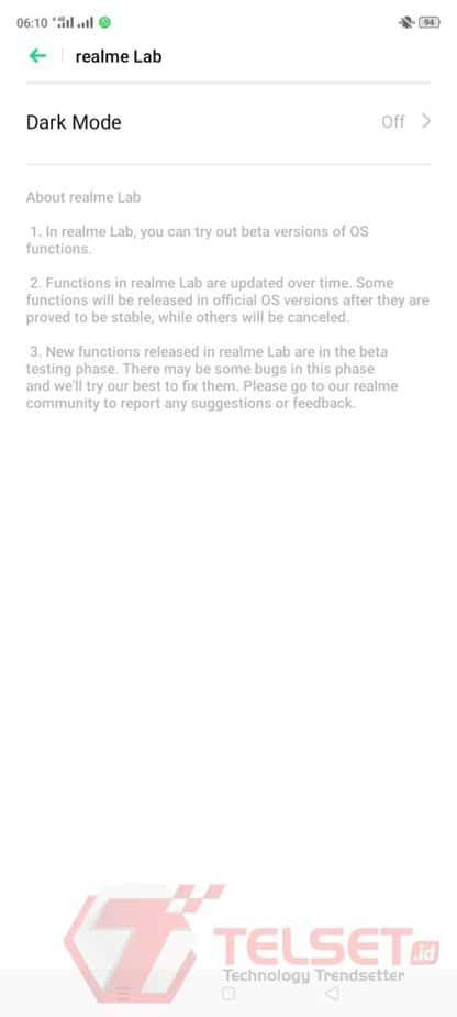 mode gelap coloros 6