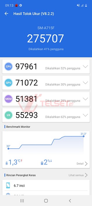 Benchmark AnTuTu Galaxy A71