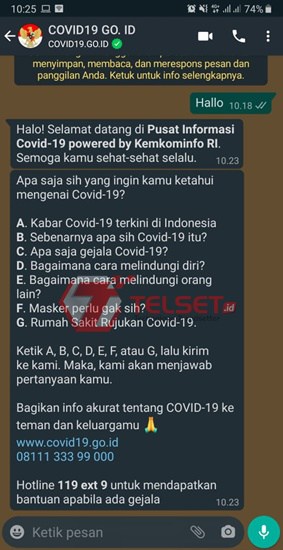 Chatbot WhatsApp Virus Corona Covid-19