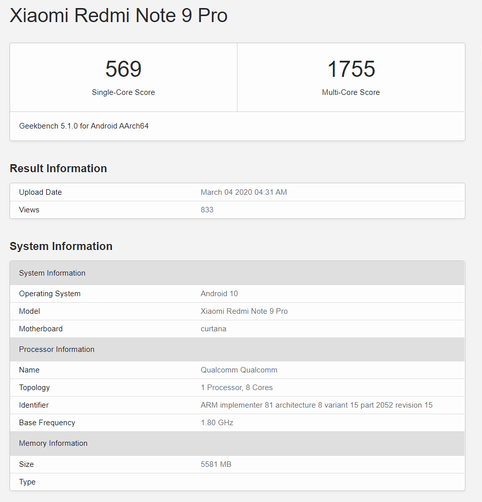 Spesifikasi Redmi Note 9