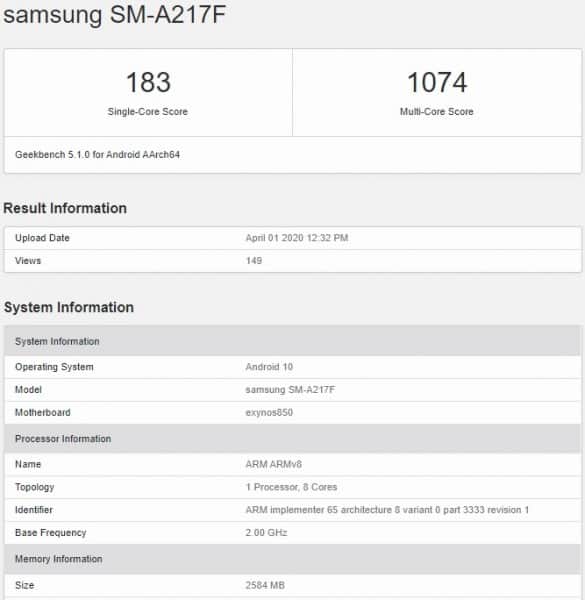 Samsung Galaxy A21