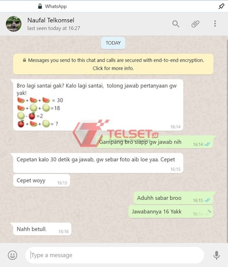Permainan WhatsApp Tantangan Matematika 