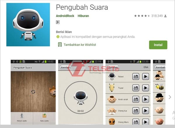 Aplikasi pengubah suara Android