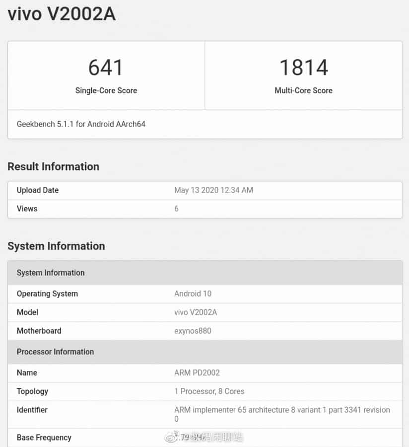 Benchmark Exynos 880