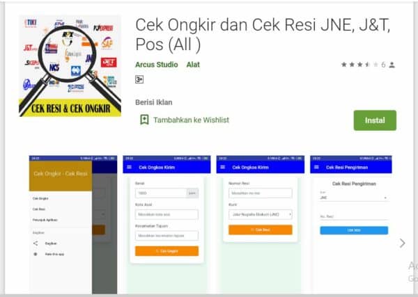 Aplikasi Cek Ongkir Wahana