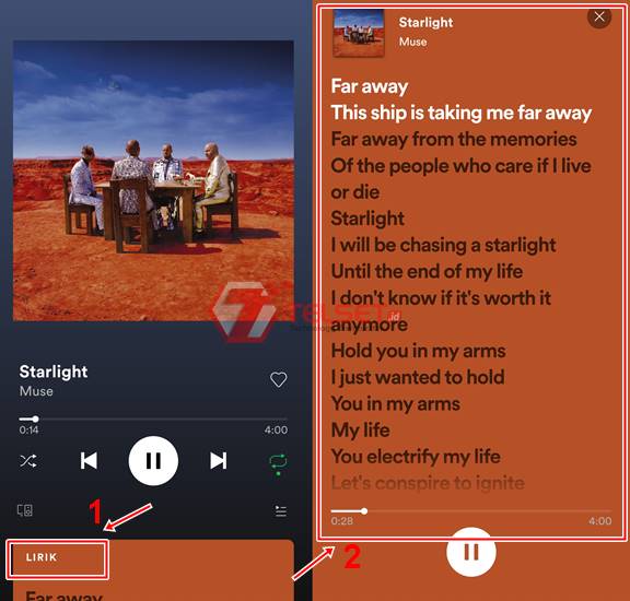 melihat memunculkan Lirik lagu