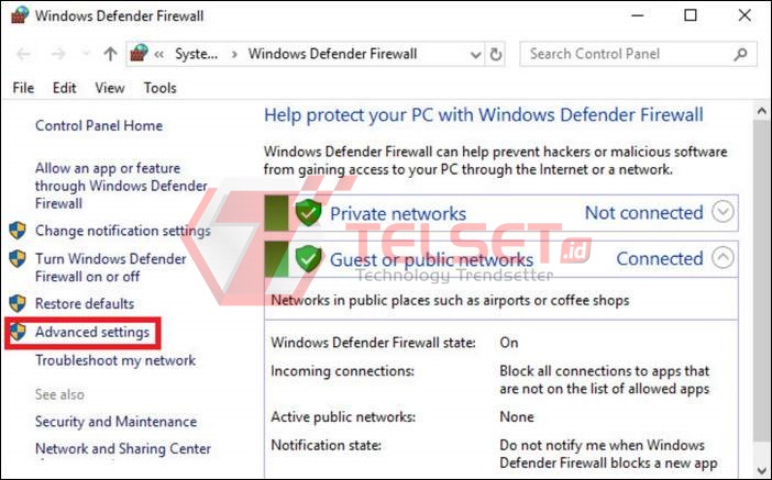 cara disable firewall windows 10