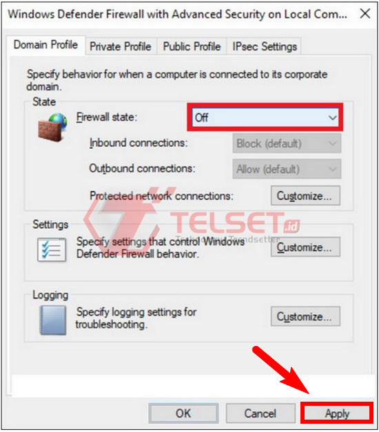 cara mematikan firewall windows 10