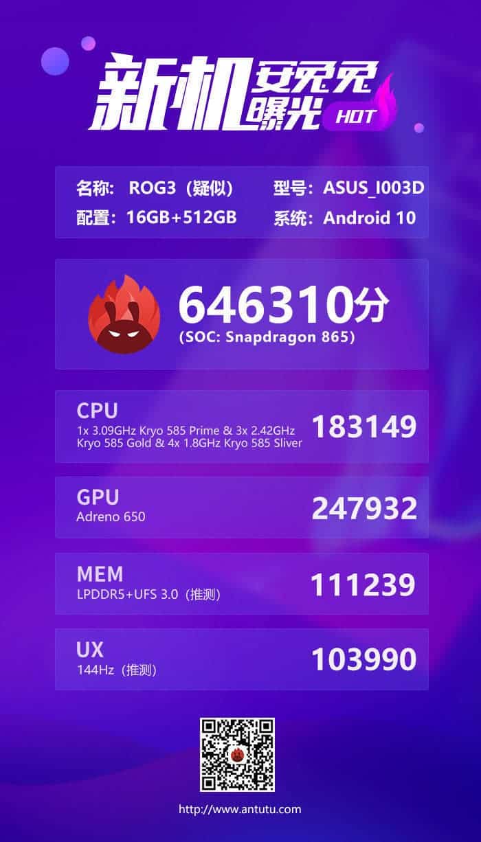 benchmark Asus rog phone 3