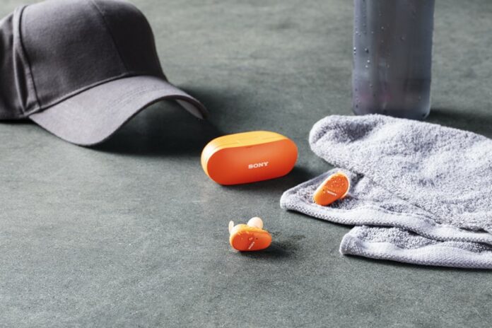 Headphone WF-SP800N dengan Kotak Pengisi Daya yang Ringkas dan Tahan Lama Sony WF SP800N