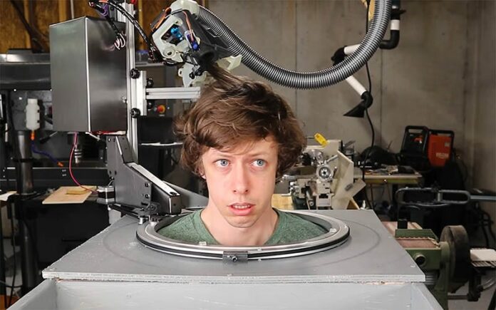 this-guy-made-a-robot-to-cut-his-own-hair-with-scissors Robot Tukang Cukur Rambut
