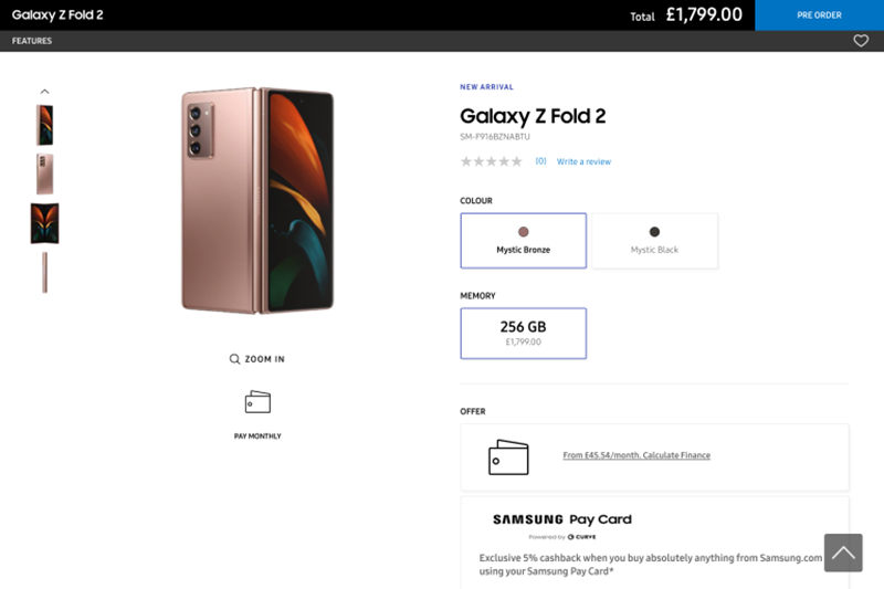 Harga Samsung Galaxy Z Fold 2