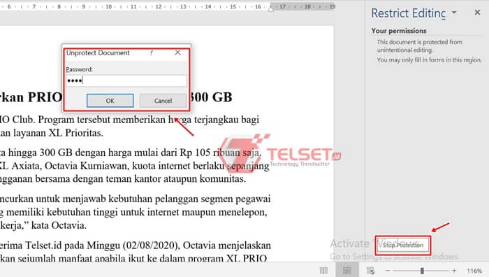 Cara Kunci Dokumen Word