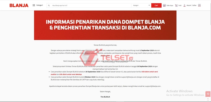 Blanja.com Ditutup 