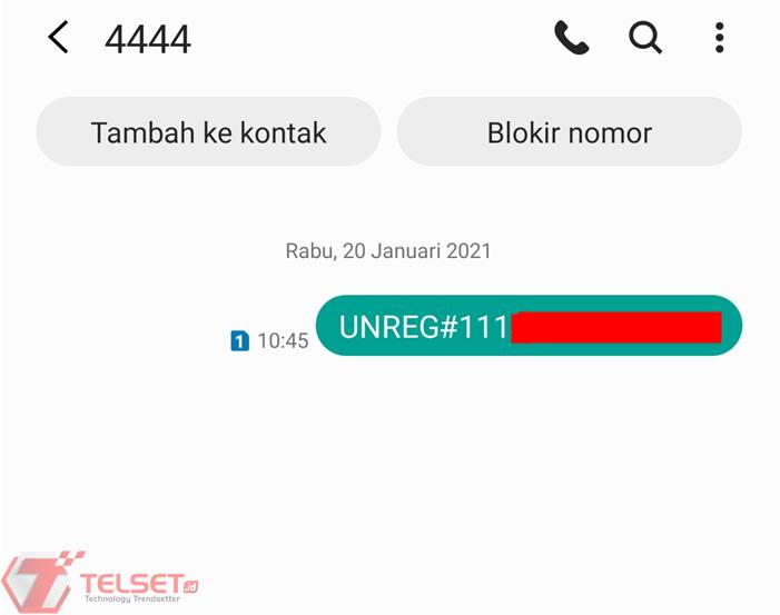 cara unreg kartu telkomsel SMS